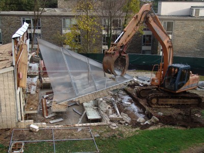 Demolition of the existing Wister Greenhouse. photo credit: R. Maurer